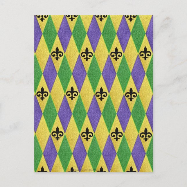 Postal Mardi Gras Harlequin Fleur De Lis (Anverso)