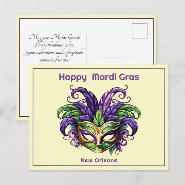 Postal 💚 💜 💛 Mardi Gras Magic (Anverso / Reverso)