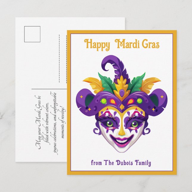 Postal 💚 💜 💛 Mardi Gras Mardi Shenanigans (Anverso / Reverso)