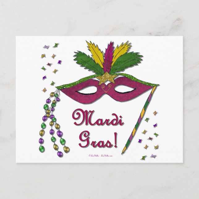 Postal Mardi Gras Mask Feather Beather (Anverso)