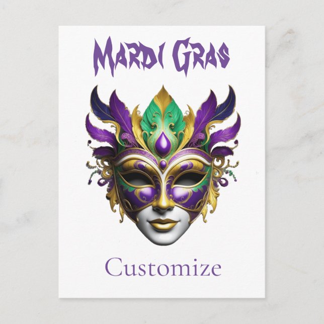 Postal Mardi Gras Mask Thunder_Cove (Anverso)