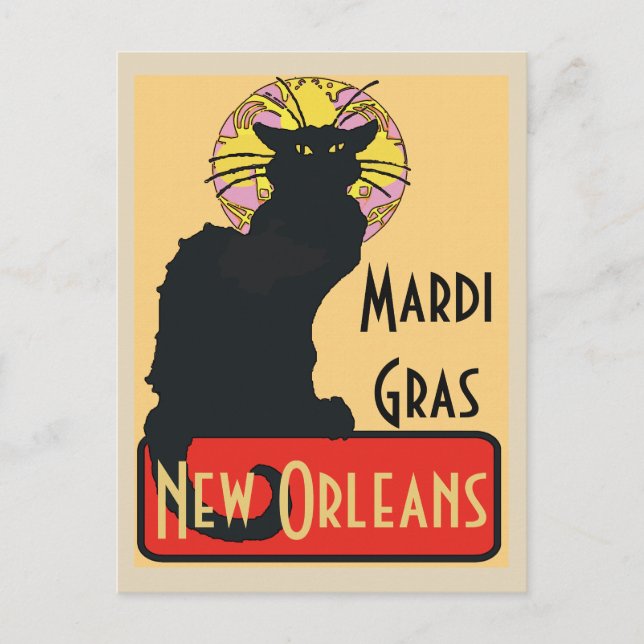 Postal Mardi Gras New Orleans Chat Noir Editar Poster de  (Anverso)