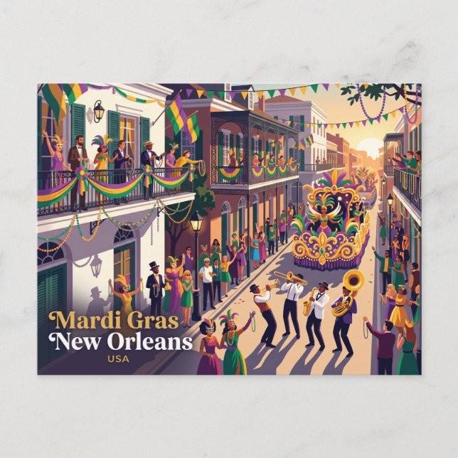 Postal Mardi Gras Nueva Orleans, EE. UU. (Anverso)