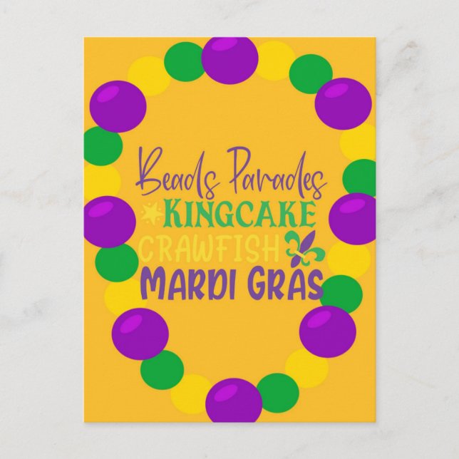 Postal Mardi Gras Púrpura Bandas De Oro (Anverso)