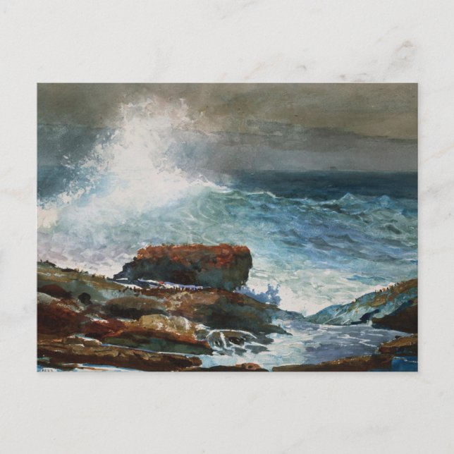 Postal Marea entrante Scarborough Maine Por Winslow Homer (Anverso)