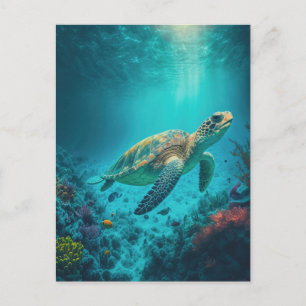 Postal Marea Turtle Ocean Marine Life Beach Animales de l