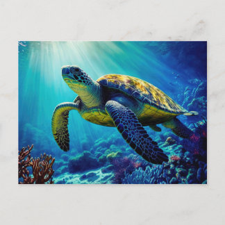 Postal Marea Turtle Ocean Marine Life Beach Animales de l