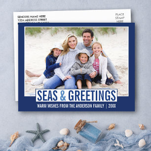 Postal Mares modernos y saludos familiares foto azul