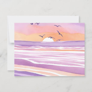 Postal Mares rosados   Olas del océano al atardecer en ac