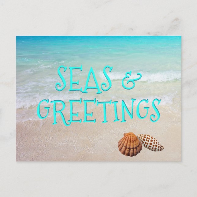 Postal Mares y saludos Beach Shells Navidades Postcard (Anverso)