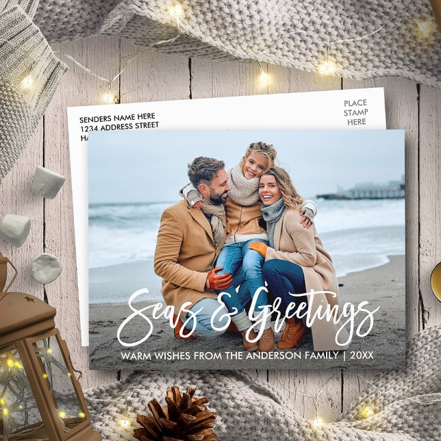 Postal Mares y saludos de escritura de pincel modernos (Customize to change your personalized text size or text style.)