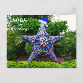 Postal Mares y saludos de Navidades soleados de Florida