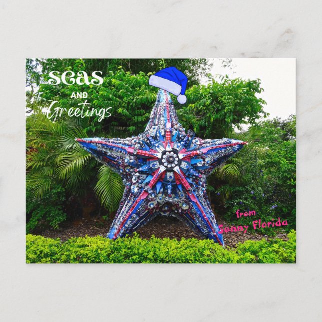 Postal Mares y saludos de Navidades soleados de Florida (Anverso)