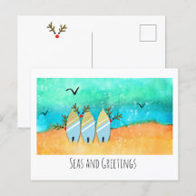 Mares y saludos Navidades de playa con Rudolph