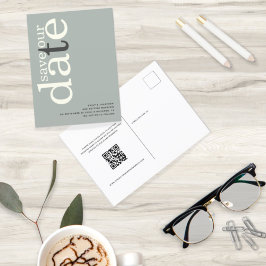 Postal Marfil minimalista Código QR Texto Guardar la fech