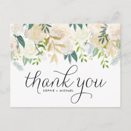 Postal Marfil Peony Flores Boda Floral Gracias