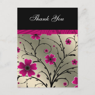 Postal marfil rosa floral gracias