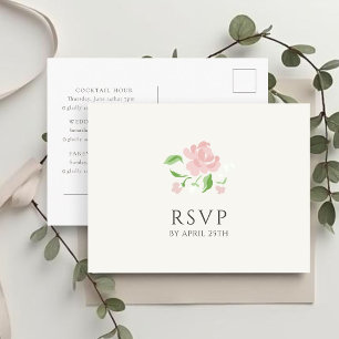 Postal Marfil y Blanco Respuesta de RSVP de Boda Chic