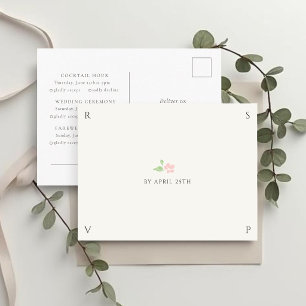 Postal Marfil y Blanco Respuesta de RSVP de Boda Chic