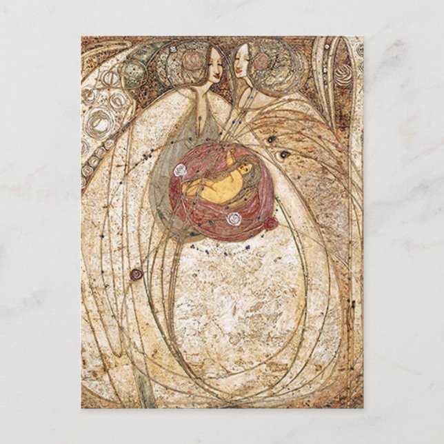 Postal Margaret MacDonald Mackintosh Corazón del Rosa (Anverso)