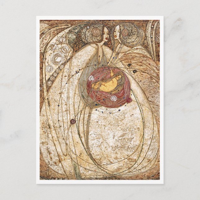 Postal Margaret MacDonald Mackintosh Corazón del Rosa (Anverso)