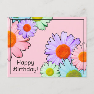 Postal Margaretitas de Pastel Feliz Cumpleaños