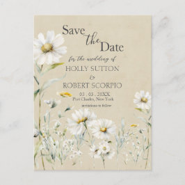 Postal Margarita de prado salvaje Kraft Floral Save the D