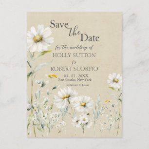 Postal Margarita de prado salvaje Kraft Floral Save the D