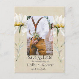 Postal Margarita de prado salvaje Kraft Save the Date con