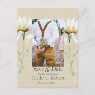 Postal Margarita de prado salvaje Kraft Save the Date con