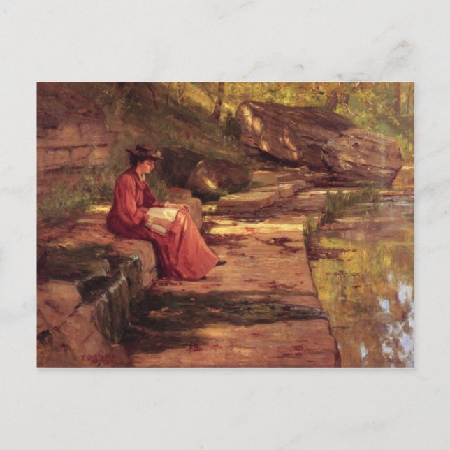 Postal Margarita por el río de Theodore Steele clemente (Anverso)