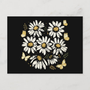 Postal Margarita soleada florece flor amarilla retro