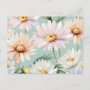 Postal Margaritas Acuarela Pastel Suave Y Elegante