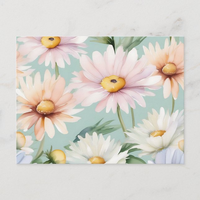 Postal Margaritas Acuarela Pastel Suave Y Elegante (Anverso)