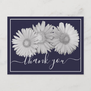 Postal Margaritas Gerbera Fondo Azul Marino Gracias