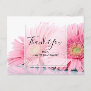 Postal Margaritas Gerbera Rosadas Foto Elegante Agradecim