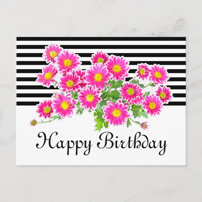 Postal Margaritas/ramo rosados de los asteres + sus ideas (Anverso)