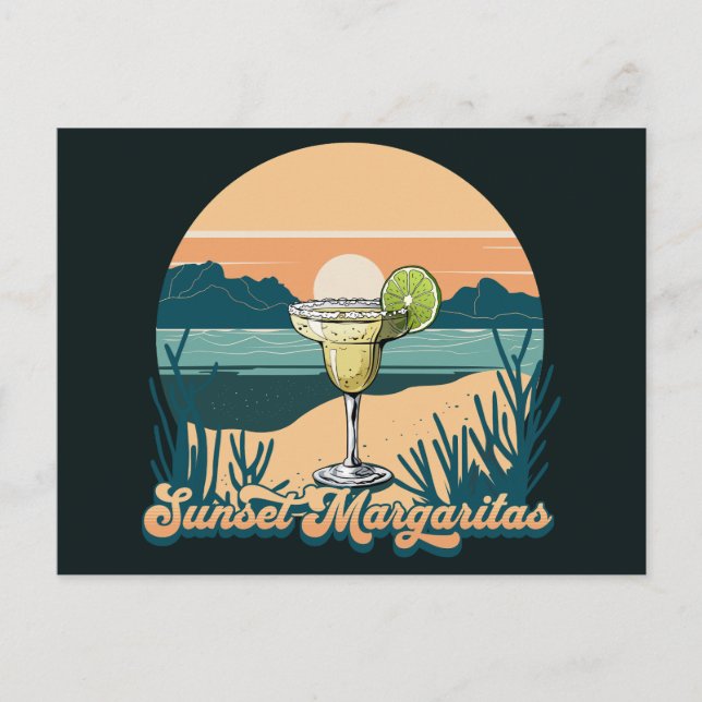 Postal Margaritas Retro Sunset (Anverso)
