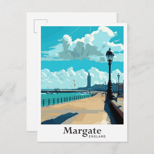 Postal Margate England Art Vintage Travel Ilustracion (Anverso / Reverso)