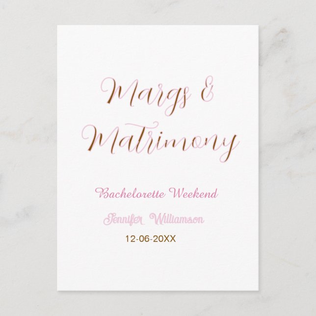 Postal Margs y matrimonio agregar nombre fecha despedida  (Anverso)