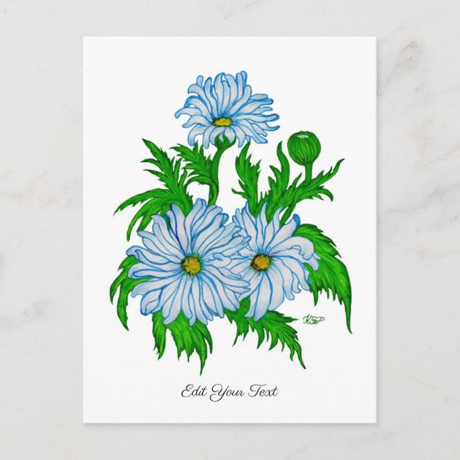 Postal Marguerite, Daisies Flores en estilo retro (Anverso)