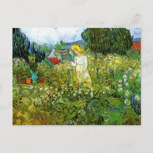 Postal Marguerite Gachet en el Jardín por van Gogh (Anverso)