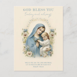 Postal María Católica y la Escritura Floral Jesús