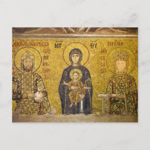 Postal María con el bebé Jesús Mosaico bizantino