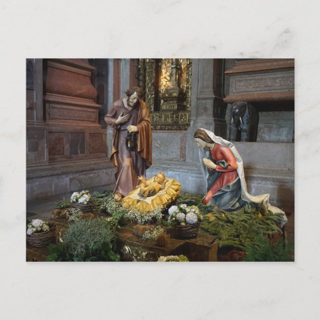 Postal María, Jesús y San José en los Jerónimos (Anverso)