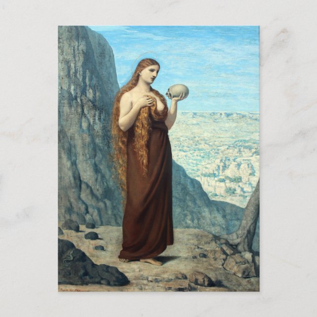 Postal María Magdalena en el desierto, por Puvis de Chava (Anverso)