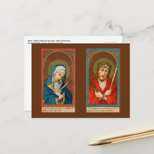 Postal María, Mater Dolorosa y Jesús, Ecce Homo (Anverso/Reverso In Situ)