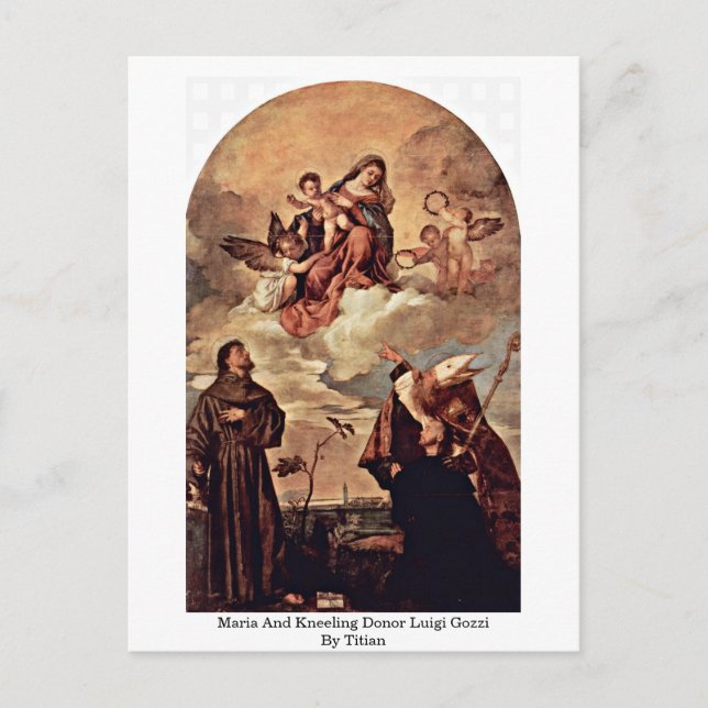 Postal Maria Y Kneeling Donor Luigi Gozzi Por Titian (Anverso)