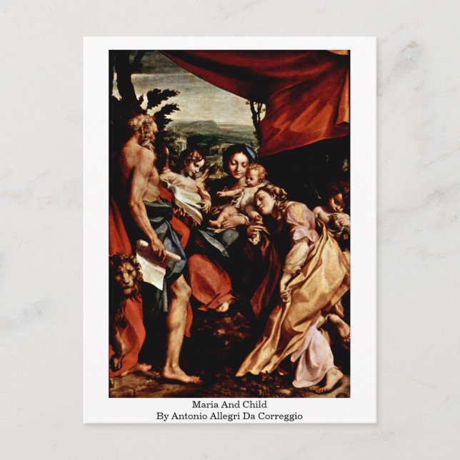 Postal María Y Niño De Antonio Allegri Da Correggio (Anverso)