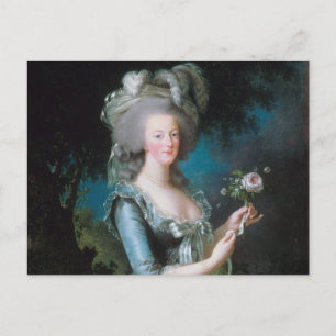 Postal Marie Antoinette con un Rosa de Elisabeth Le Brun
